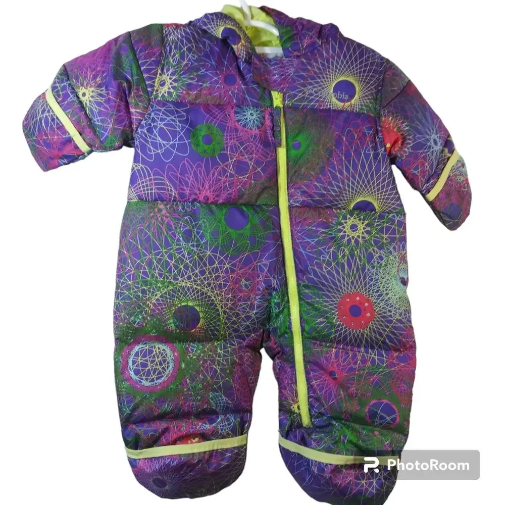 Columbia Snuggly Bunny Bunting Purple Spirals Infant Girls 6 Months
